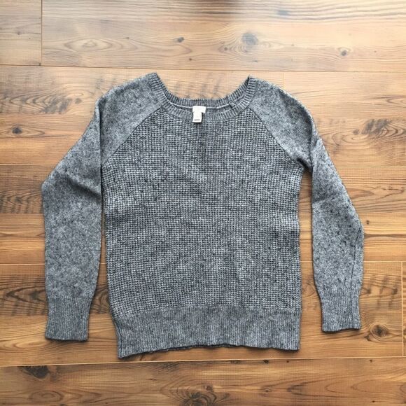 Jcrew waffle knit gray wool sweater shrunk (xxs) - Picture 1 of 4